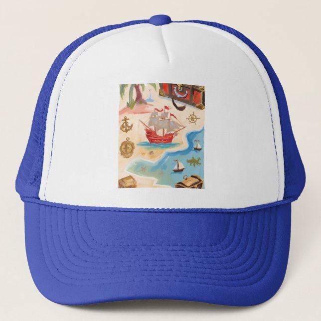 Gorra De Camionero Mapa pirata (Anverso)