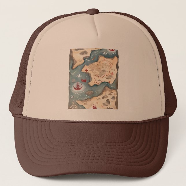 Gorra De Camionero Mapa pirata (Anverso)