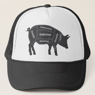 Gorra De Camionero Mapa principal del cerdo de Decriptive