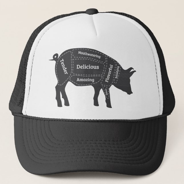 Gorra De Camionero Mapa principal del cerdo de Decriptive (Anverso)