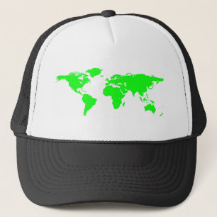 Gorra De Camionero Mapa Verde del Mundo Blanco