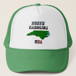 Gorra De Camionero Mapa y texto de Carolina del Norte