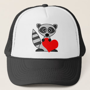 Gorra De Camionero Mapache lindo del dibujo animado que lleva a cabo