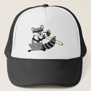 Gorra De Camionero Mapache que juega el Trombone