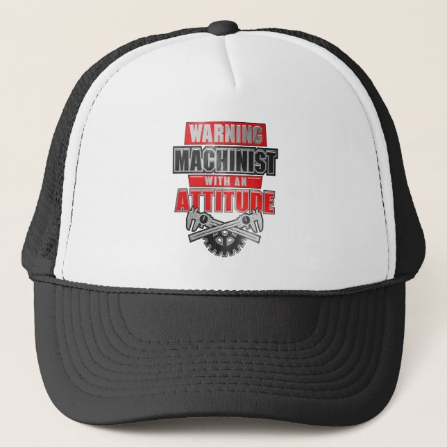 Gorra De Camionero Máquina Con Ingeniero Mecánico De Actitud (Anverso)