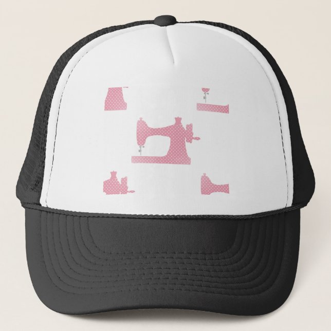 Gorra De Camionero máquina de coser rosa (Anverso)