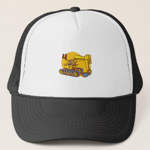 Gorra De Camionero Máquinas de excavación de color amarillo curado