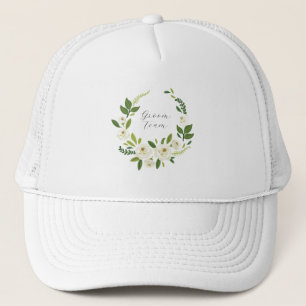Gorra De Camionero Marco floral de rosa blanca de lujo