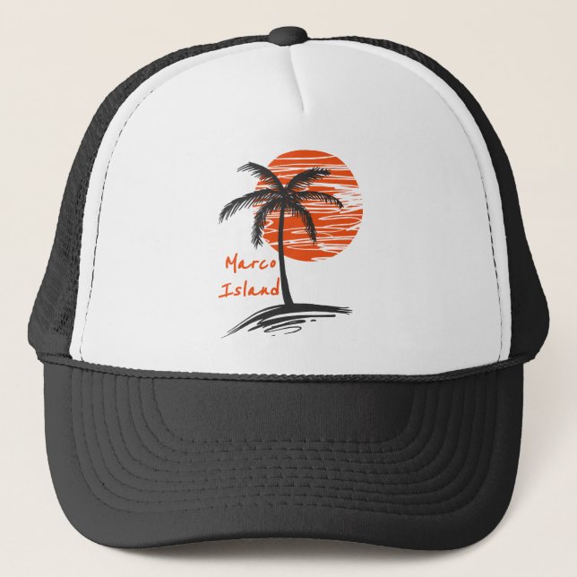 Gorra De Camionero Marco Island Florida Palm Tree (Anverso)