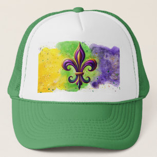 Gorra De Camionero Mardi Gras colorido Fleur de lis