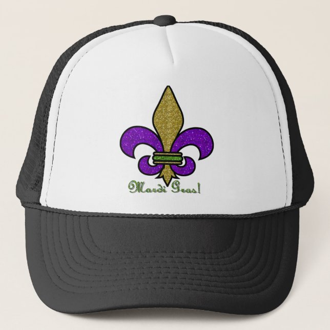 Gorra De Camionero Mardi Gras Fleur De Lis (Anverso)