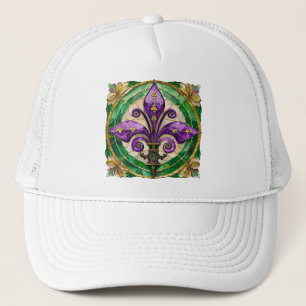 Gorra De Camionero Mardi Gras Sained Glass Fleur de lis