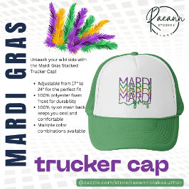 Gorra De Camionero Mardi Gras Stacked Trucker Cap