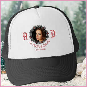 Gorra De Camionero Maridos con Monograma Rojo Foto Aniversario de Bod