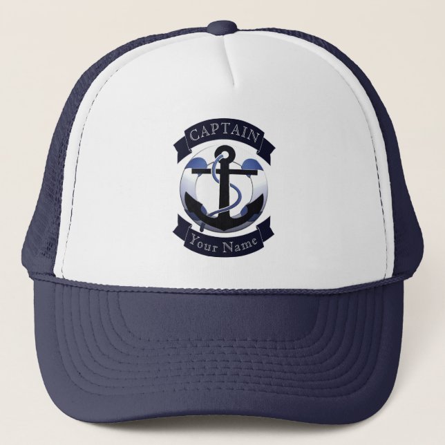 Gorra De Camionero Marinero del capitán de mar personalizado (Anverso)