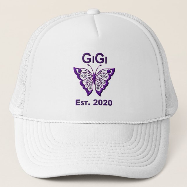 Gorra De Camionero Mariposa Adorable Gigi "Est 2020" (Anverso)