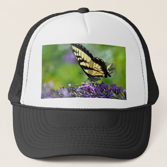 Gorra De Camionero Mariposa amarilla y negra en Lavender (Anverso)