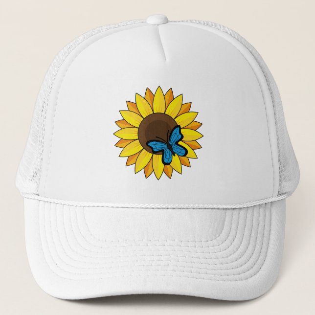 Gorra De Camionero Mariposa azul y girasol (Anverso)