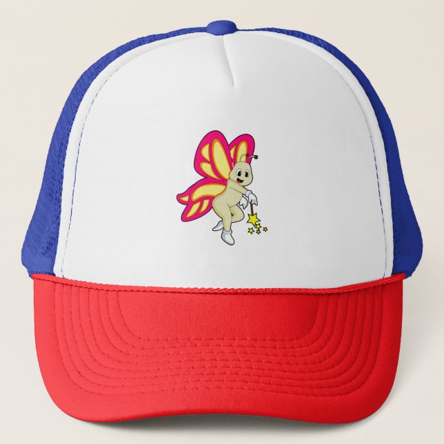Gorra De Camionero Mariposa como asistente con varita mágica (Anverso)