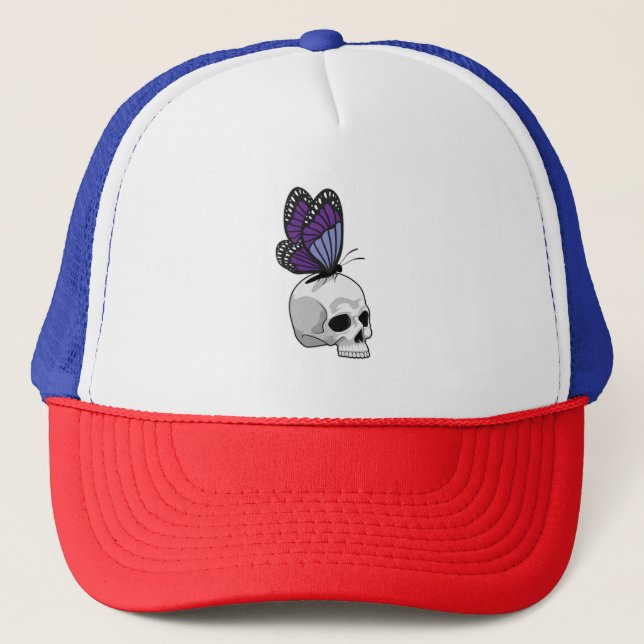 Gorra De Camionero Mariposa con cráneo (Anverso)