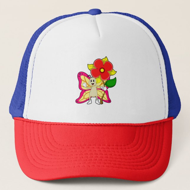 Gorra De Camionero Mariposa con flor (Anverso)