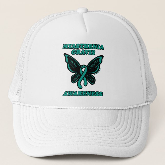 Gorra De Camionero Mariposa/Conciencia... Myasthenia Gravis Trucker H (Anverso)