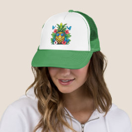 Gorra De Camionero Mariposa de piña en crecimiento Hibiscus