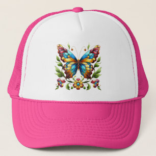 Gorra De Camionero Mariposa de vidrio coloreado con flores