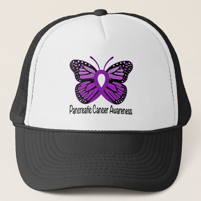 Gorra De Camionero Mariposa del cáncer pancreático de la esperanza (Anverso)