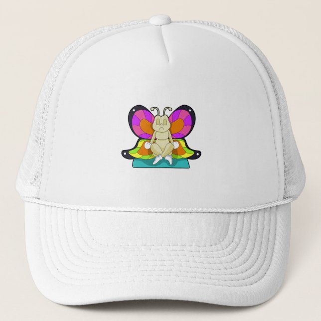 Gorra De Camionero Mariposa en Yoga en piernas cruzadas (Anverso)
