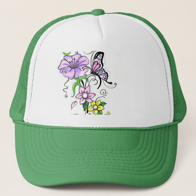 Gorra De Camionero Mariposa floral (Anverso)
