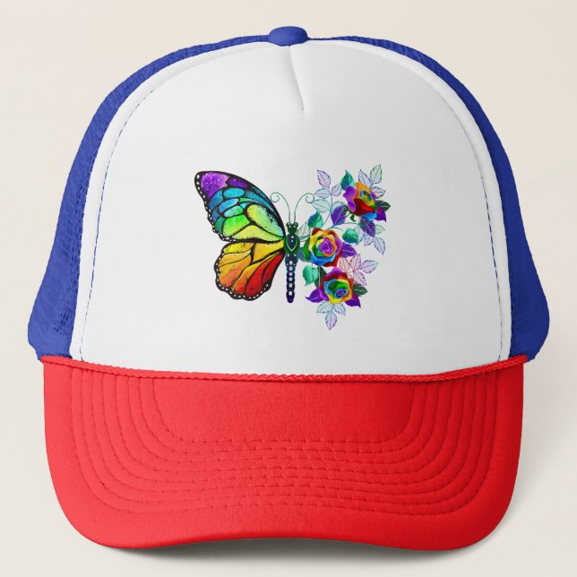 Gorra De Camionero Mariposa florida arcoiris (Anverso)