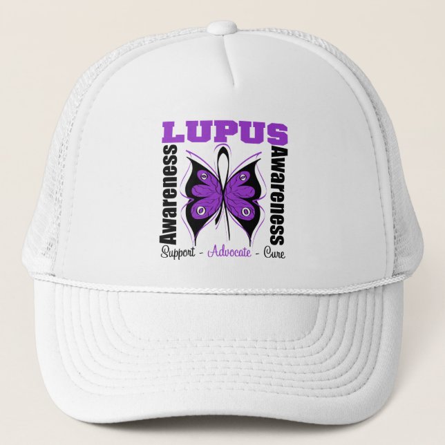 Gorra De Camionero Mariposa Lupus Awareness (Anverso)
