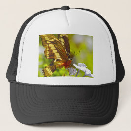 Gorra De Camionero Mariposa marrón y roja cubierta de polen