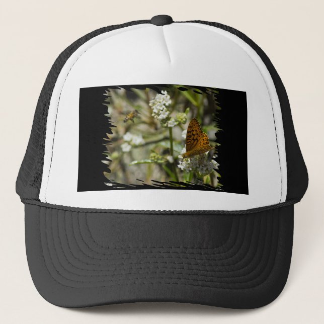 Gorra De Camionero Mariposa naranja y abeja (Anverso)