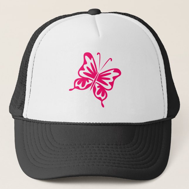 Gorra De Camionero Mariposa retro - Rojo neón (Anverso)