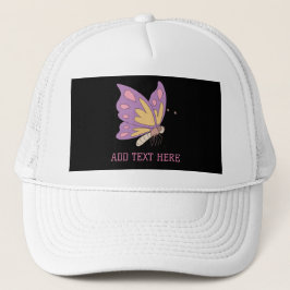 Gorra De Camionero Mariposa Rosa Agregar Texto Impreso Hermoso Elegan