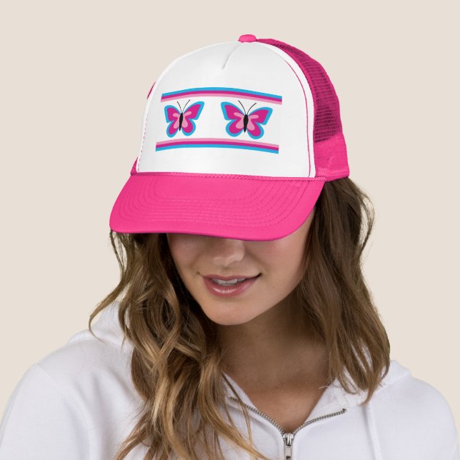 Gorra De Camionero Mariposa rosa azul (In situ)