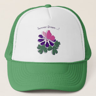 Gorra De Camionero Mariposa Rosa Bonita Flor Púrpura Doodle Verano
