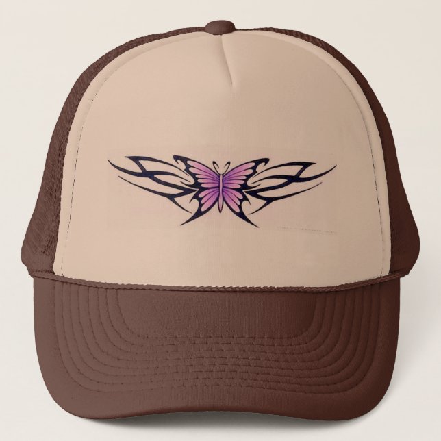Gorra De Camionero mariposa tribal del tatuaje-estilo (Anverso)