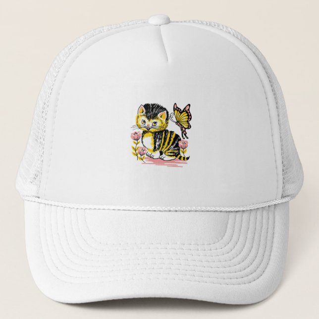 Gorra De Camionero Mariposa y gatitos (Anverso)