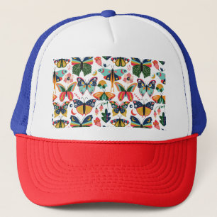 Gorra De Camionero Mariposas Boho: Patrón de papel tapiz sin costura.