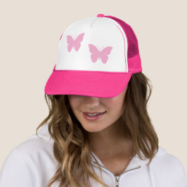 Gorra De Camionero Mariposas rosadas, mujeres blancas y rosa intenso