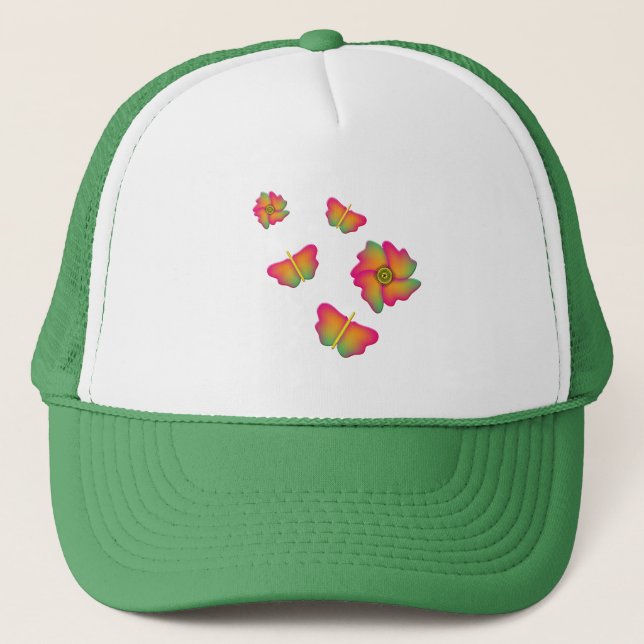 Gorra De Camionero Mariposas y flores (Anverso)