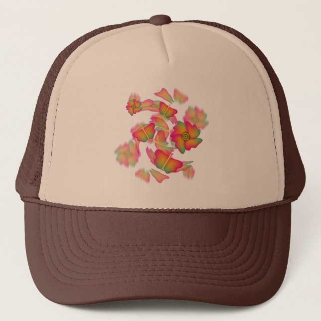 Gorra De Camionero Mariposas y flores (Anverso)