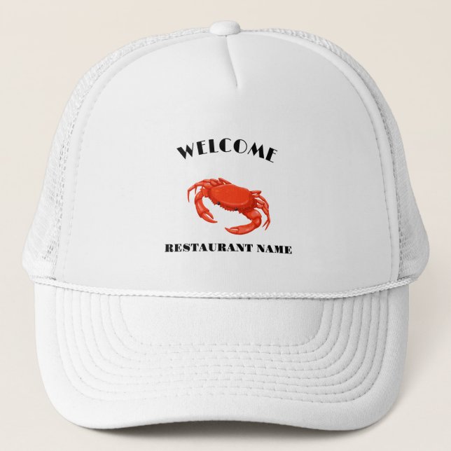 Gorra De Camionero Marisco moderno bienvenida rojo Nombre personaliza (Anverso)
