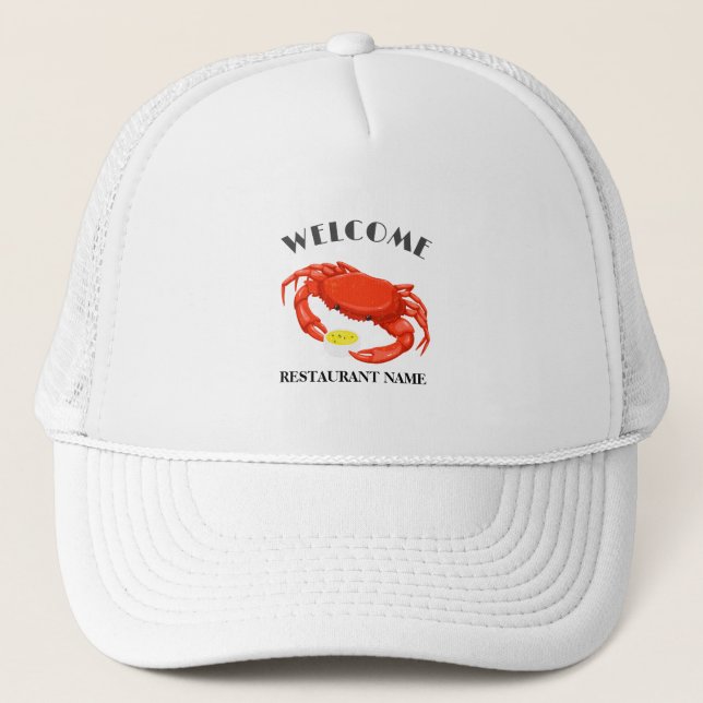 Gorra De Camionero Marisco moderno bienvenido rojo Nombre del logo de (Anverso)
