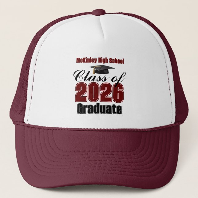 Gorra De Camionero Maroon Class of 2026 Graduation Custom (Anverso)