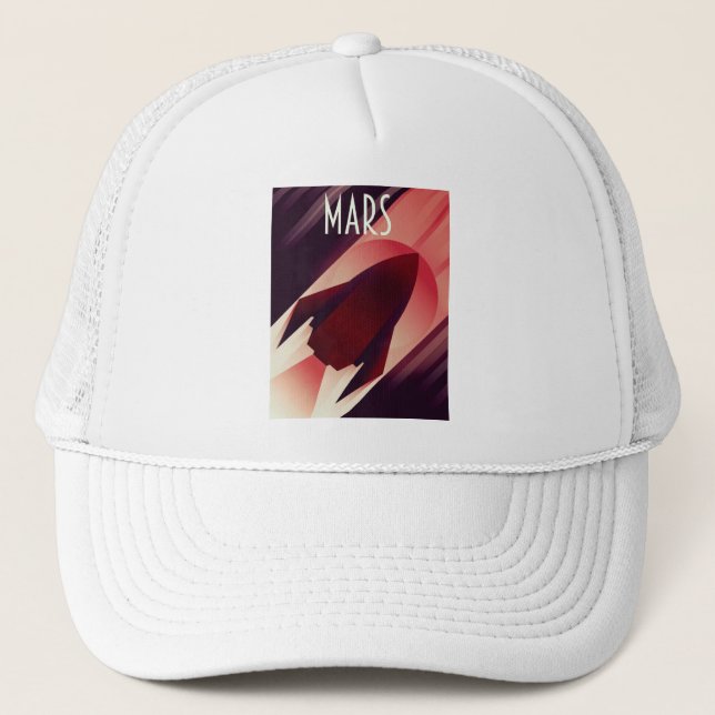 Gorra De Camionero Mars Starship Art Deco Space Art (Anverso)