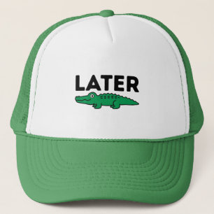 Gorra De Camionero Más tarde Lagarto Funny Gator Animal Verde Hombres